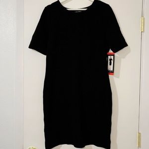 Mario Serrani Black Mid Sleeve Figure Midi Dress